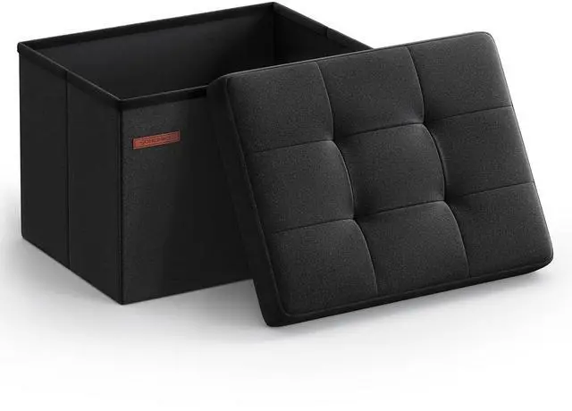 Main image of MAZIE Collection - Small Folding Storage Ottoman, Foot Rest Stool, 12.2 x 16.1 x 12.2 Inches, 286 lb Load Capacity, for Living Room, Bedroom, Home Office, Dorm, Ink Black ULSF102B01