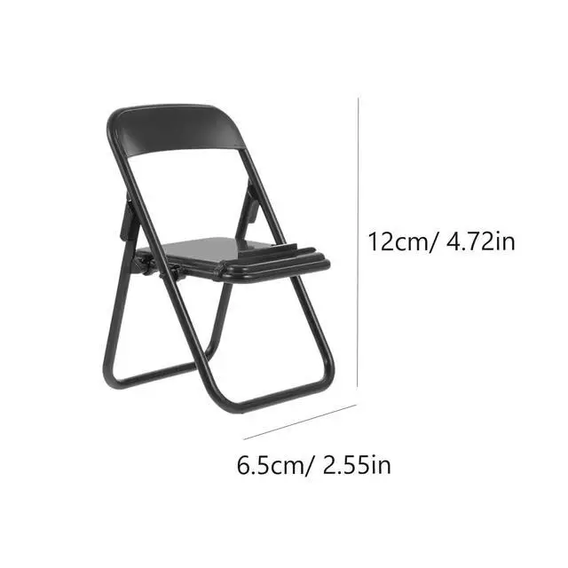 Alt view image 3 of 7 - Miniature Folding Chair Phone Stand Foldable Mini Chair Model for Desk Decoration Portable Cell Phone Holder Compact Design for Home Office Use