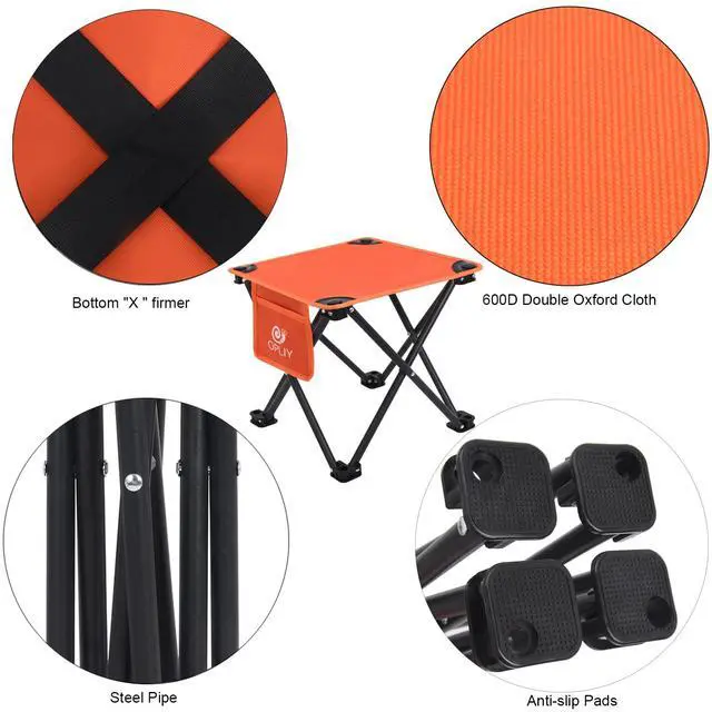 Alt view image 5 of 7 - Camping Stool, Folding Small Chair Portable Camp Stool for Camping Fishing Hiking Gardening and Beach, Camping Seat with Carry Bag (Orange)