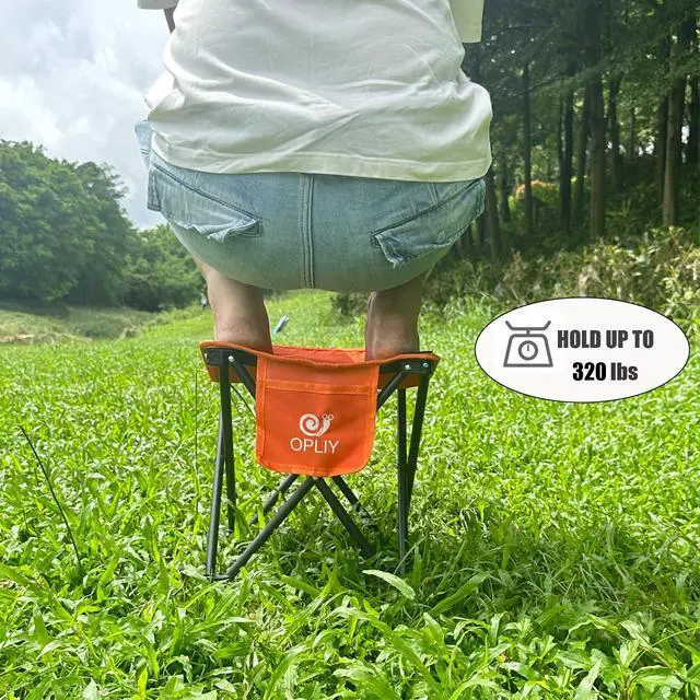 Alt view image 6 of 7 - Camping Stool, Folding Small Chair Portable Camp Stool for Camping Fishing Hiking Gardening and Beach, Camping Seat with Carry Bag (Orange)