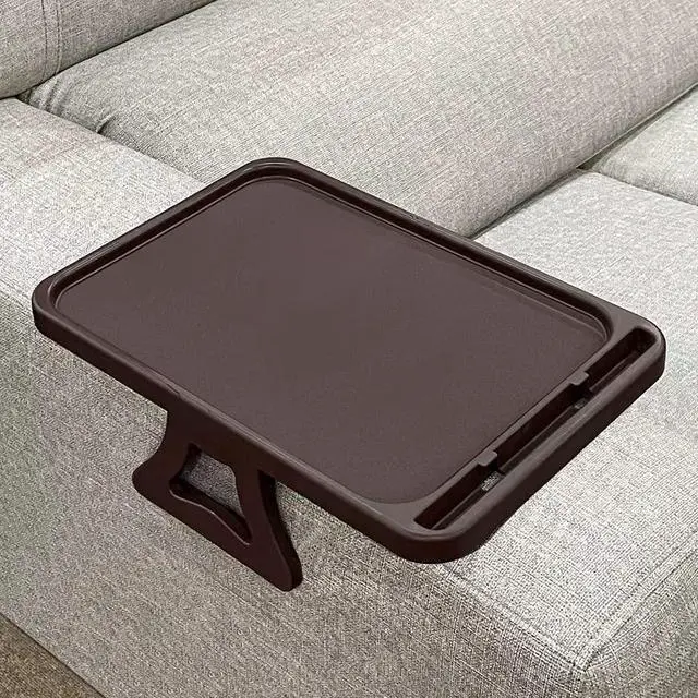 Main image of Sofa Armrest Clip Table, TV Snack Tray, Handy Remote Controls/Drinks/Phone Holder (Cherry)