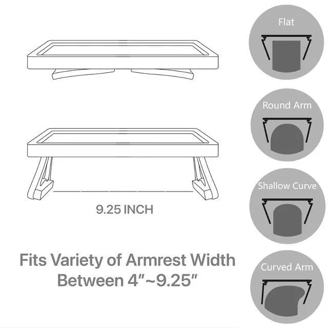 Alt view image 5 of 7 - Sofa Armrest Clip Table, TV Snack Tray, Handy Remote Controls/Drinks/Phone Holder (Cherry)