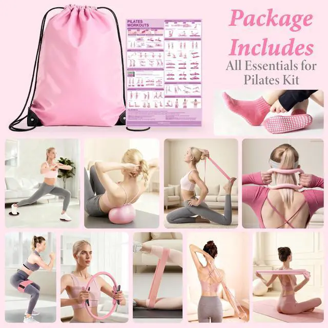Alt view image 7 of 7 - Pilates Kit for Home Workouts, Pilates Equipment Ring and Ball Set, Pilates Essentials Kit for Women, Home Pilates Workout Kit, Pilates Set, Pilates Starter Kit for Women at Gym Studio Travel