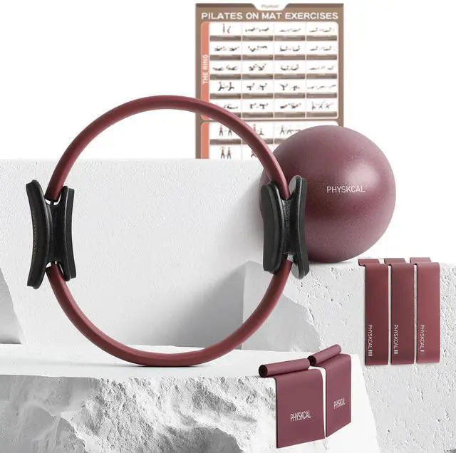 Main image of Pilates Kit, 15-Inch Pilates Ring with Pilates Ball & Bands, Plum