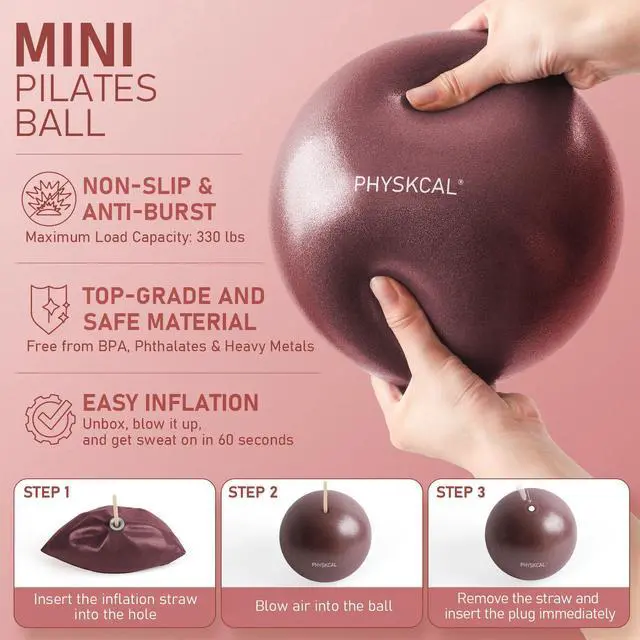 Alt view image 4 of 7 - Pilates Kit, 15-Inch Pilates Ring with Pilates Ball & Bands, Plum