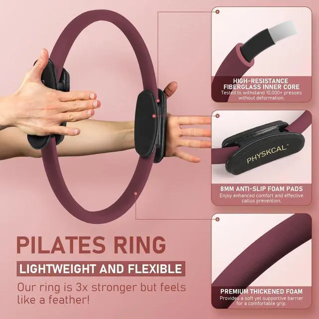 Alt view image 2 of 7 - Pilates Kit, 15-Inch Pilates Ring with Pilates Ball & Bands, Plum
