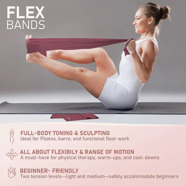 Alt view image 6 of 7 - Pilates Kit, 15-Inch Pilates Ring with Pilates Ball & Bands, Plum