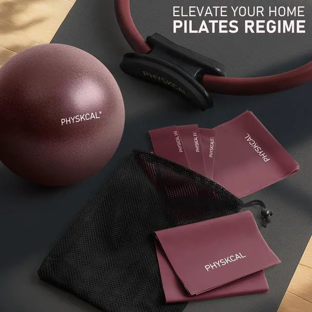 Alt view image 7 of 7 - Pilates Kit, 15-Inch Pilates Ring with Pilates Ball & Bands, Plum