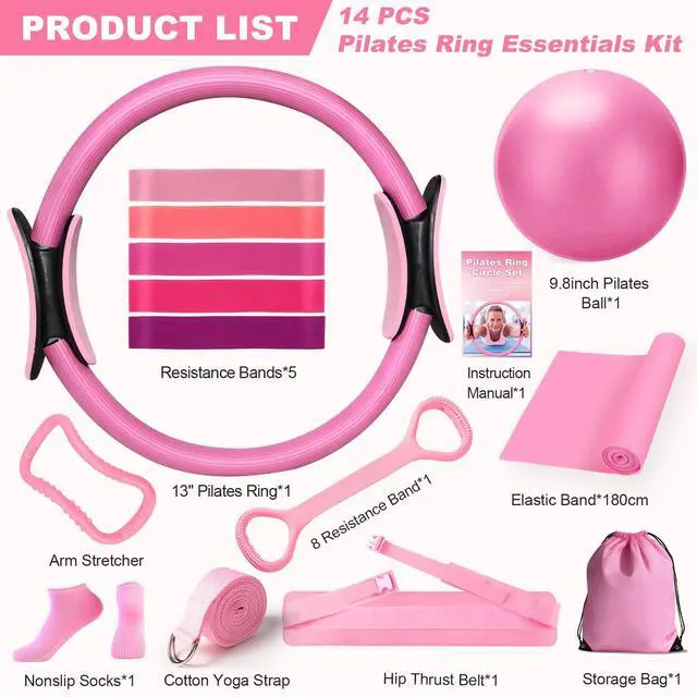 Alt view image 7 of 7 - Pilates Ring Set for Home Workout -13'' Magic Circle and Ball,14Pcs