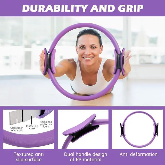 Alt view image 3 of 7 - At Home Pilates Kit for Women, Home Workout Pilates Equipment Set with Pilates Ring, Ball, Resistance Band, Resistance Bands, Yoga Strap, Bag, Pilates Essentials Kit for Starter, Beginners(Purple)