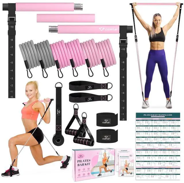 Main image of Pilates Bar Kit with Resistance Bands, Multifunctional Yoga Pilates Kit