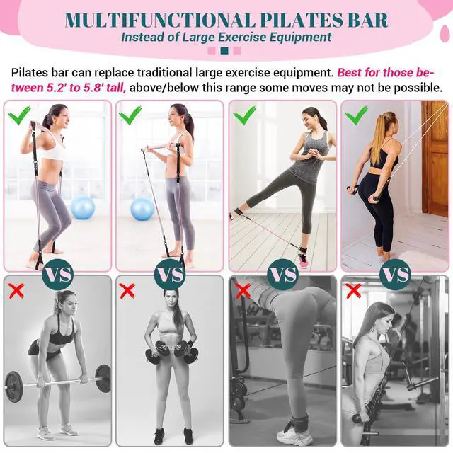 Alt view image 4 of 7 - Pilates Bar Kit with Resistance Bands, Multifunctional Yoga Pilates Kit