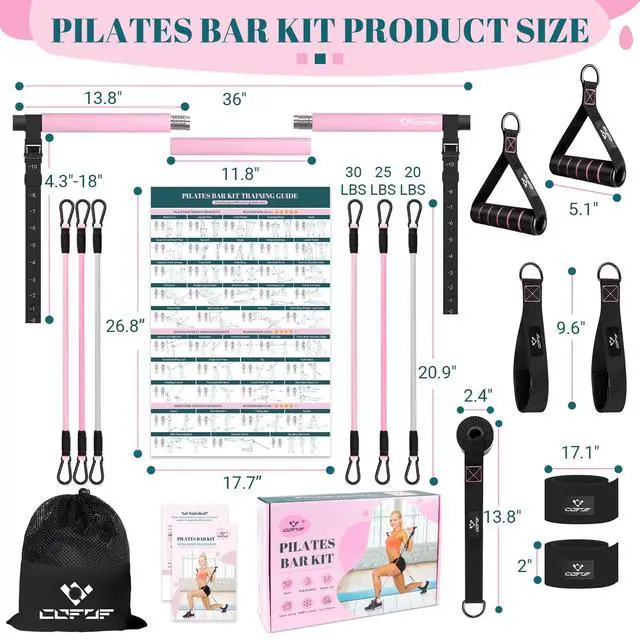 Alt view image 5 of 7 - Pilates Bar Kit with Resistance Bands, Multifunctional Yoga Pilates Kit