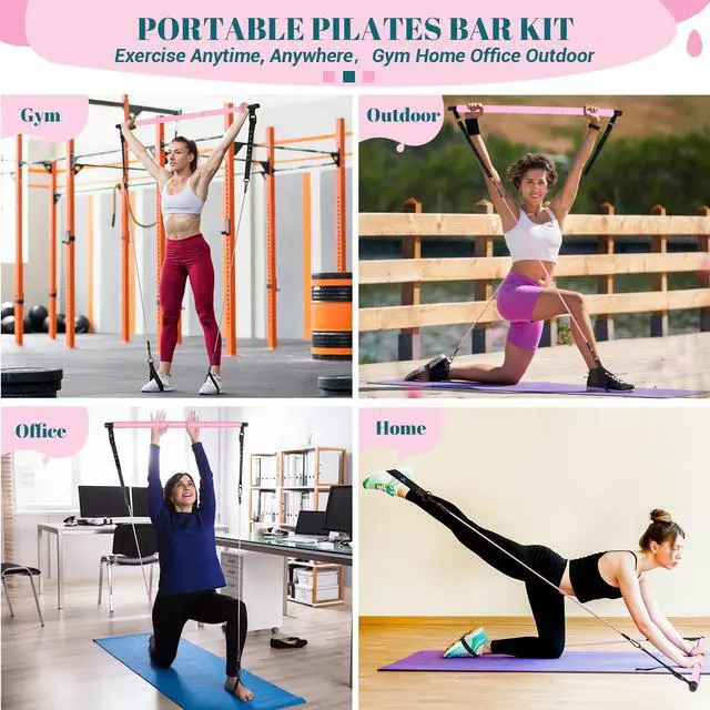 Alt view image 6 of 7 - Pilates Bar Kit with Resistance Bands, Multifunctional Yoga Pilates Kit