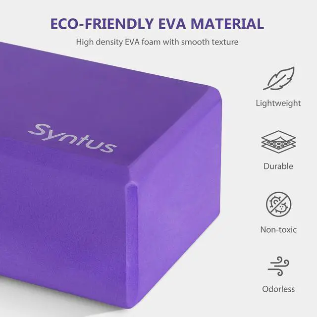 Alt view image 3 of 7 - Yoga Block and Strap Set, 2 EVA Foam Soft Non-Slip Blocks 9×6×4 inches, 8FT Metal D-Ring Strap for Yoga, General Fitness, Pilates, Stretching and Toning