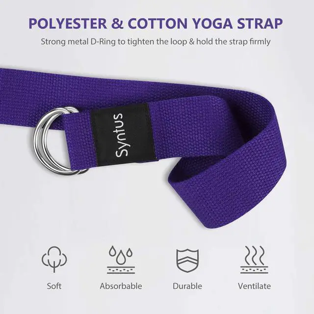 Alt view image 5 of 7 - Yoga Block and Strap Set, 2 EVA Foam Soft Non-Slip Blocks 9×6×4 inches, 8FT Metal D-Ring Strap for Yoga, General Fitness, Pilates, Stretching and Toning