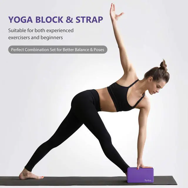 Alt view image 6 of 7 - Yoga Block and Strap Set, 2 EVA Foam Soft Non-Slip Blocks 9×6×4 inches, 8FT Metal D-Ring Strap for Yoga, General Fitness, Pilates, Stretching and Toning