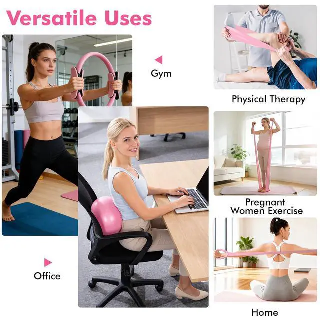 Alt view image 6 of 7 - Pilates Equipment Kit for Women, Pink Ring Ball Bands, Home Workouts