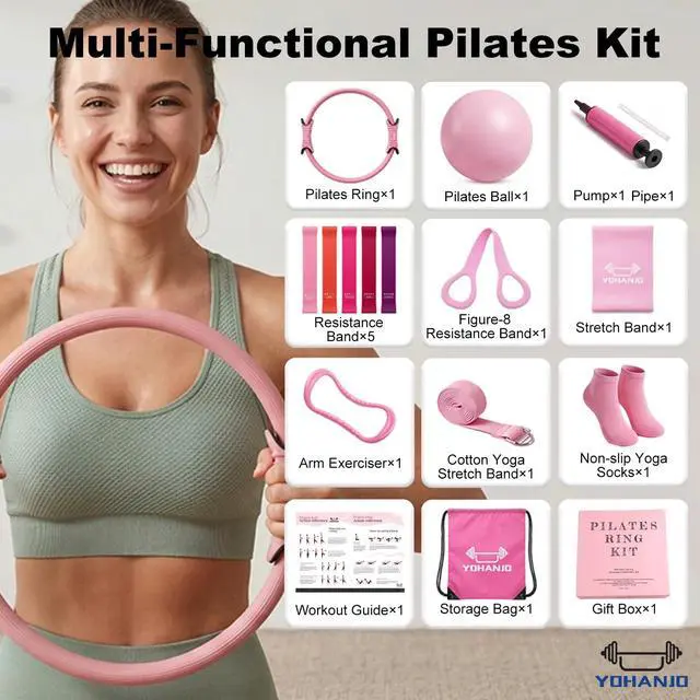 Alt view image 3 of 7 - Pilates Equipment Kit for Women,2.0 Pilates Circle with TPR-Handle