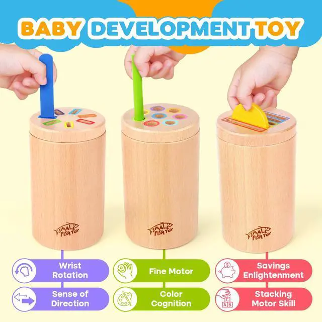 Alt view image 2 of 7 - Wooden Montessori Baby Toddler Toys 3in 1 Learning Fine Motor Preschool Toy