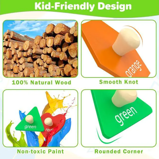 Alt view image 4 of 7 - Montessori Toys for Toddlers 1, 2, 3 Year Old, Wooden Shape Learning Puzzles for Baby 12-18-24 Months, Early Educational Toys, Perfect Christmas Birthday Gifts for Boys & Girls Age 1-3