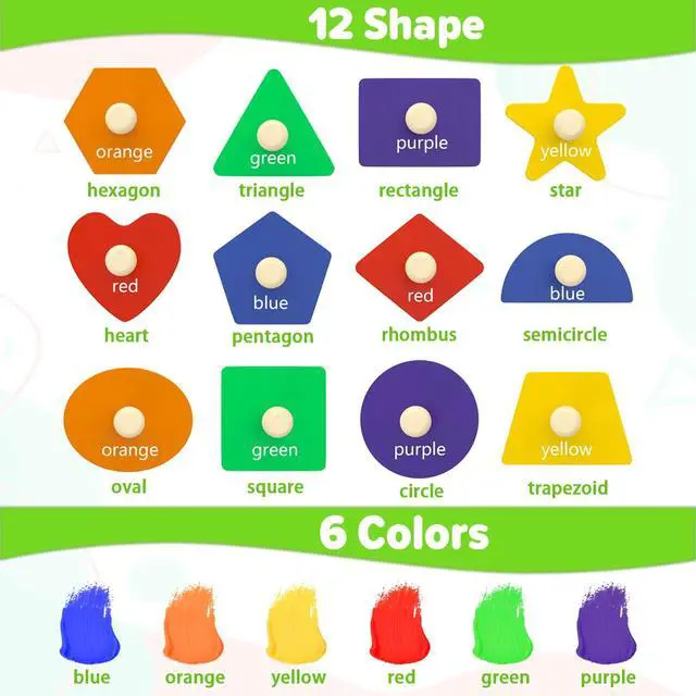 Alt view image 5 of 7 - Montessori Toys for Toddlers 1, 2, 3 Year Old, Wooden Shape Learning Puzzles for Baby 12-18-24 Months, Early Educational Toys, Perfect Christmas Birthday Gifts for Boys & Girls Age 1-3