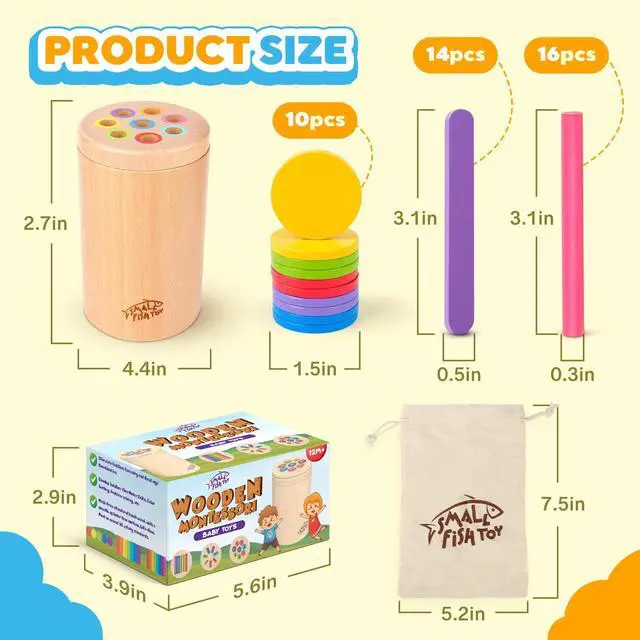 Alt view image 5 of 7 - Wooden Montessori Baby Toddler Toys 3in 1 Learning Fine Motor Preschool Toy