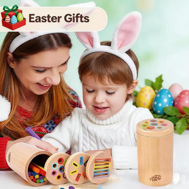 Alt view image 7 of 7 - Wooden Montessori Baby Toddler Toys 3in 1 Learning Fine Motor Preschool Toy