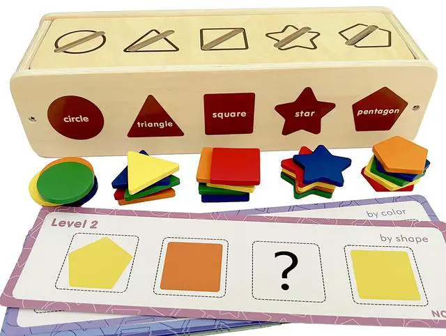 Alt view image 4 of 7 - Montessori Toys Color&Shape Sorting Learning Matching Box for Baby Toddlers 1-3 Year Old