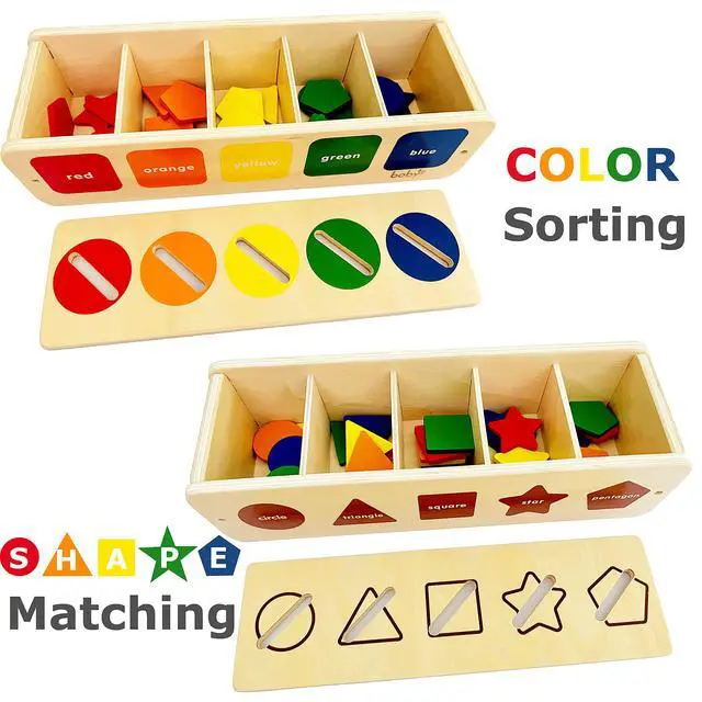 Alt view image 5 of 7 - Montessori Toys Color&Shape Sorting Learning Matching Box for Baby Toddlers 1-3 Year Old