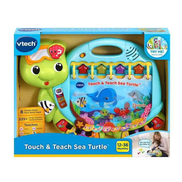 Alt view image 6 of 6 - Touch and Teach Sea Turtle Interactive Learning Book, Green