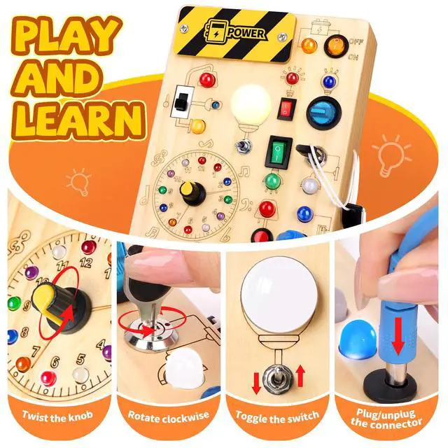 Alt view image 2 of 6 - Busy Board for Toddlers - Montessori Educational Toy for 1-3 Year Old Boys & Girls | Travel-Friendly Sensory Learning Activity | Ideal for Kids with Autism(Clocks Busy Board)