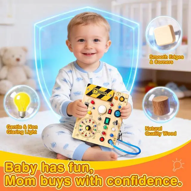 Alt view image 3 of 6 - Busy Board for Toddlers - Montessori Educational Toy for 1-3 Year Old Boys & Girls | Travel-Friendly Sensory Learning Activity | Ideal for Kids with Autism(Clocks Busy Board)