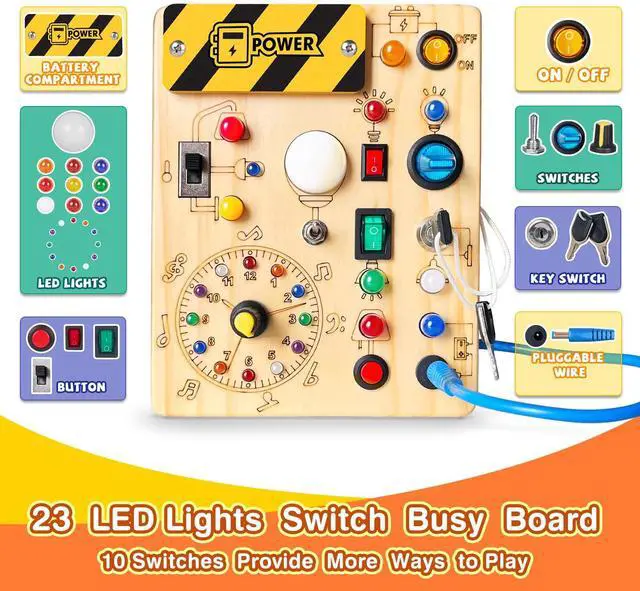 Alt view image 4 of 6 - Busy Board for Toddlers - Montessori Educational Toy for 1-3 Year Old Boys & Girls | Travel-Friendly Sensory Learning Activity | Ideal for Kids with Autism(Clocks Busy Board)