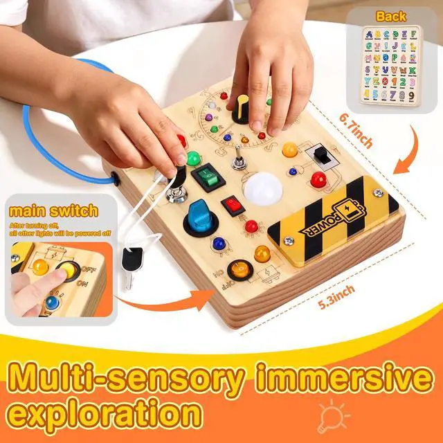 Alt view image 5 of 6 - Busy Board for Toddlers - Montessori Educational Toy for 1-3 Year Old Boys & Girls | Travel-Friendly Sensory Learning Activity | Ideal for Kids with Autism(Clocks Busy Board)