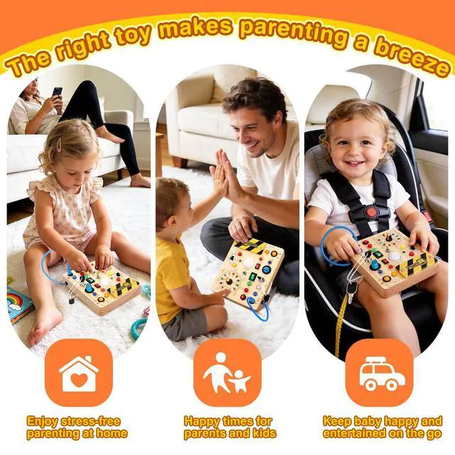 Alt view image 6 of 6 - Busy Board for Toddlers - Montessori Educational Toy for 1-3 Year Old Boys & Girls | Travel-Friendly Sensory Learning Activity | Ideal for Kids with Autism(Clocks Busy Board)