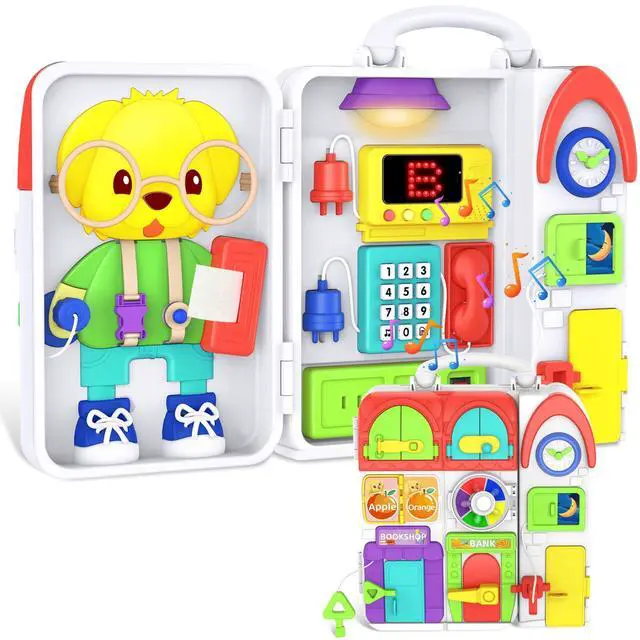 Main image of Toddler Toys for 1-2 Year Old Boy, Musical Montessori Busy Board, Early Educational Toy for Toddlers 1-3, Motor Skills Developmental Toy for 12-18 Month Age, Birthday Gift for 1+ Year Old Boy Girl