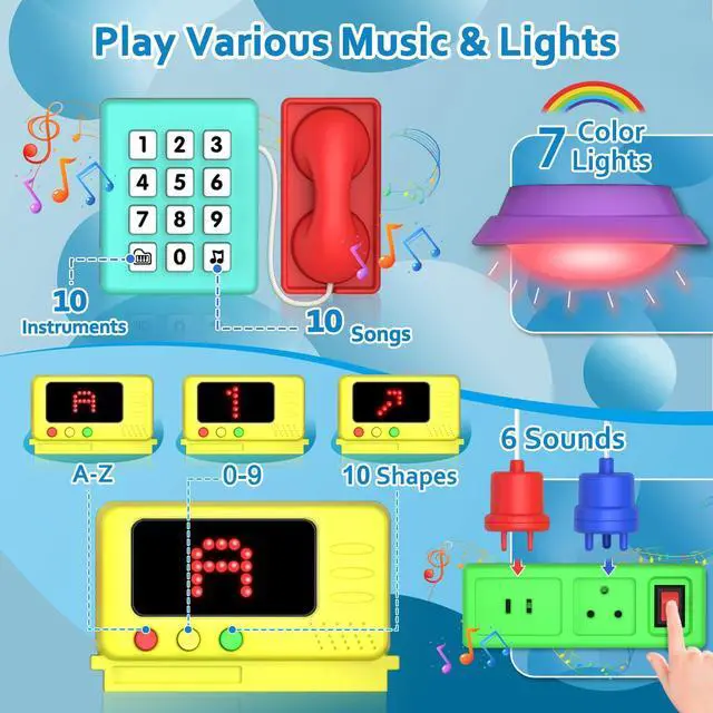 Alt view image 4 of 6 - Toddler Toys for 1-2 Year Old Boy, Musical Montessori Busy Board, Early Educational Toy for Toddlers 1-3, Motor Skills Developmental Toy for 12-18 Month Age, Birthday Gift for 1+ Year Old Boy Girl