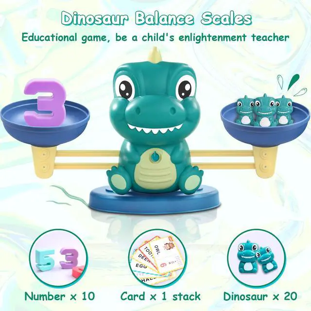 Alt view image 2 of 6 - Dinosaur Math Balance Toys, Montessori Toys for 3 Years Old Kids