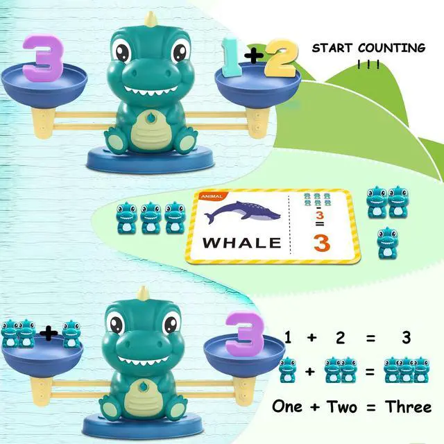 Alt view image 3 of 6 - Dinosaur Math Balance Toys, Montessori Toys for 3 Years Old Kids