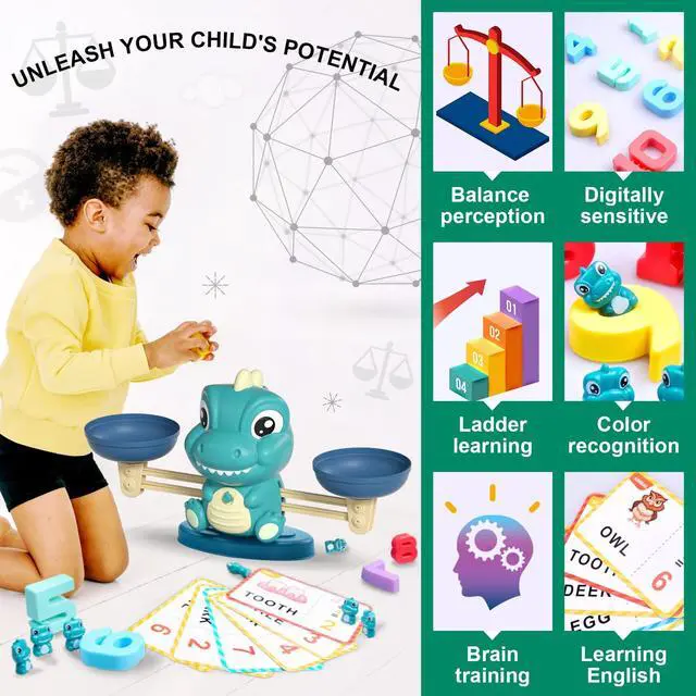 Alt view image 5 of 6 - Dinosaur Math Balance Toys, Montessori Toys for 3 Years Old Kids