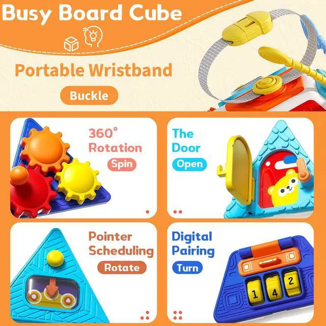 Alt view image 2 of 7 - 22 in 1 Busy BoardActivity Cube Montessori Sensory Fine Motor Skills Toys