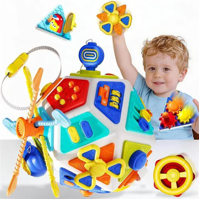 Main image of 22 in 1 Busy BoardActivity Cube Montessori Sensory Fine Motor Skills Toys