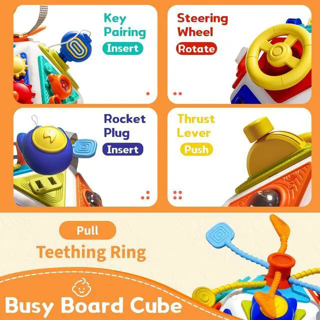 Alt view image 3 of 7 - 22 in 1 Busy BoardActivity Cube Montessori Sensory Fine Motor Skills Toys