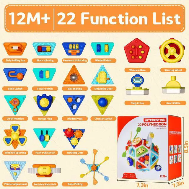 Alt view image 6 of 7 - 22 in 1 Busy BoardActivity Cube Montessori Sensory Fine Motor Skills Toys