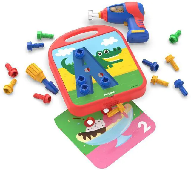 Main image of Design & Drill ABCs & 123s - Building Construction Toys for Toddlers, Kids Tool Set with Drill Toy, Preschool Learning Activities, Toddler STEM Toys for 3+ Year Old
