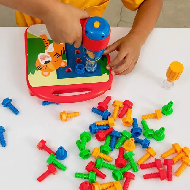 Alt view image 2 of 6 - Design & Drill ABCs & 123s - Building Construction Toys for Toddlers, Kids Tool Set with Drill Toy, Preschool Learning Activities, Toddler STEM Toys for 3+ Year Old