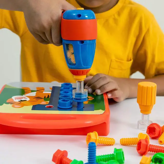 Alt view image 3 of 6 - Design & Drill ABCs & 123s - Building Construction Toys for Toddlers, Kids Tool Set with Drill Toy, Preschool Learning Activities, Toddler STEM Toys for 3+ Year Old