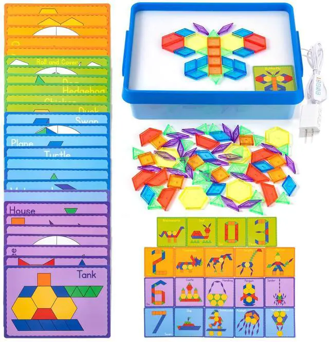Main image of Light Box with Pattern Blocks & Cards Set (Blue)