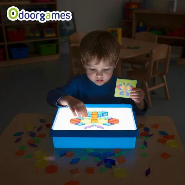 Alt view image 7 of 7 - Light Box with Pattern Blocks & Cards Set (Blue)
